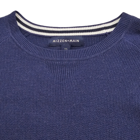 NWT Mizzen Main Sweater Mens XXL Blue Cassady Crew Neck Moisture Wicking Soft - Picture 4 of 15